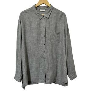 J‎ Jill Womens Soft Button Up Tunic Top Size XL Gray Lagenlook Capsule Office